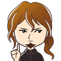 美容師パパが指を立てて解説するキャラクター画像